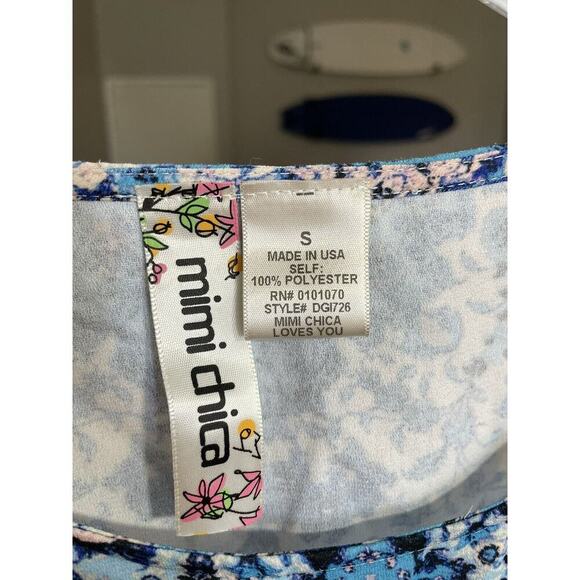 Mimi Chica Size Small Long Bell Sleeve Dress Print Open Back Boho Fairy Festival - Picture 5 of 5